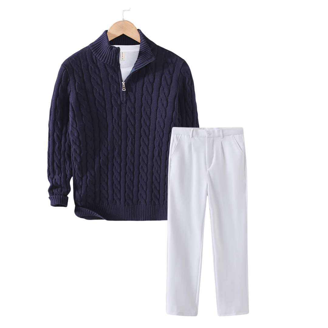 Conjunto elegante de polo de invierno para brunch